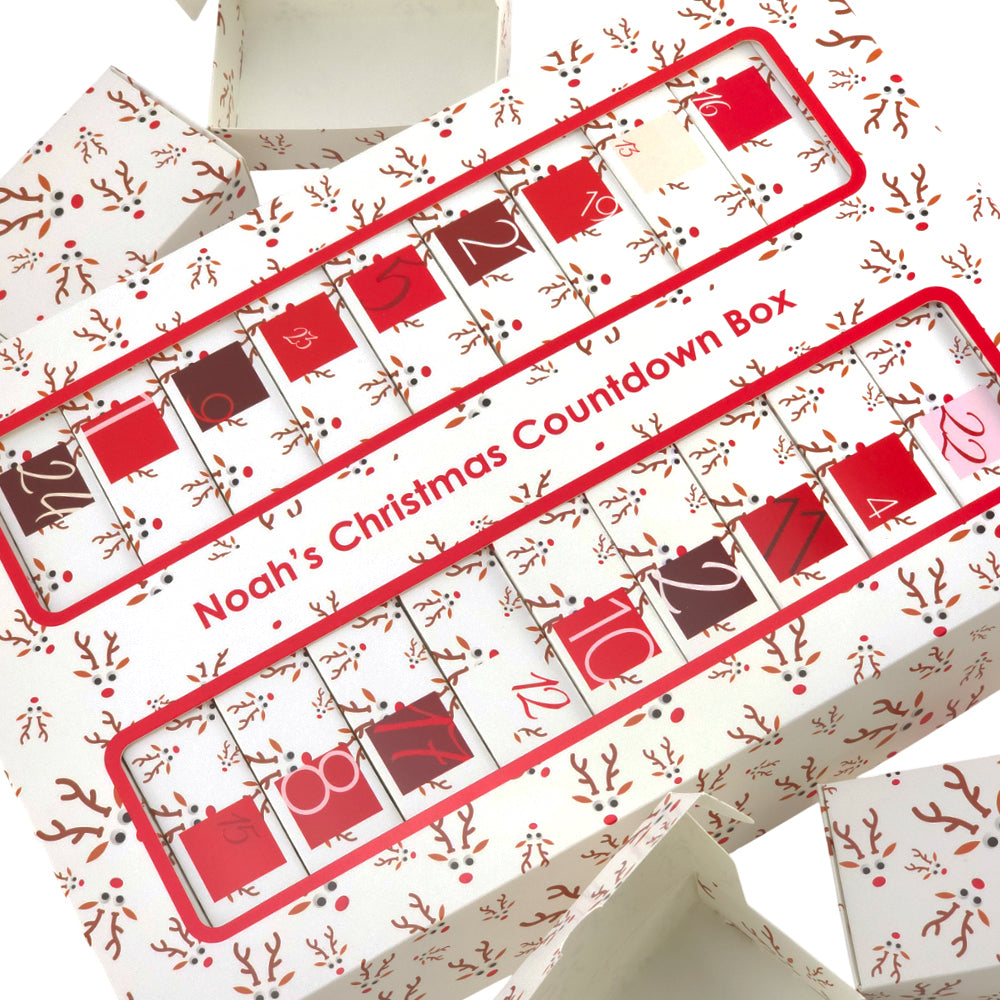 Personalised Advent Calendar Kit | 25 Soap Boxes & Outer Box | Googly Rudolph