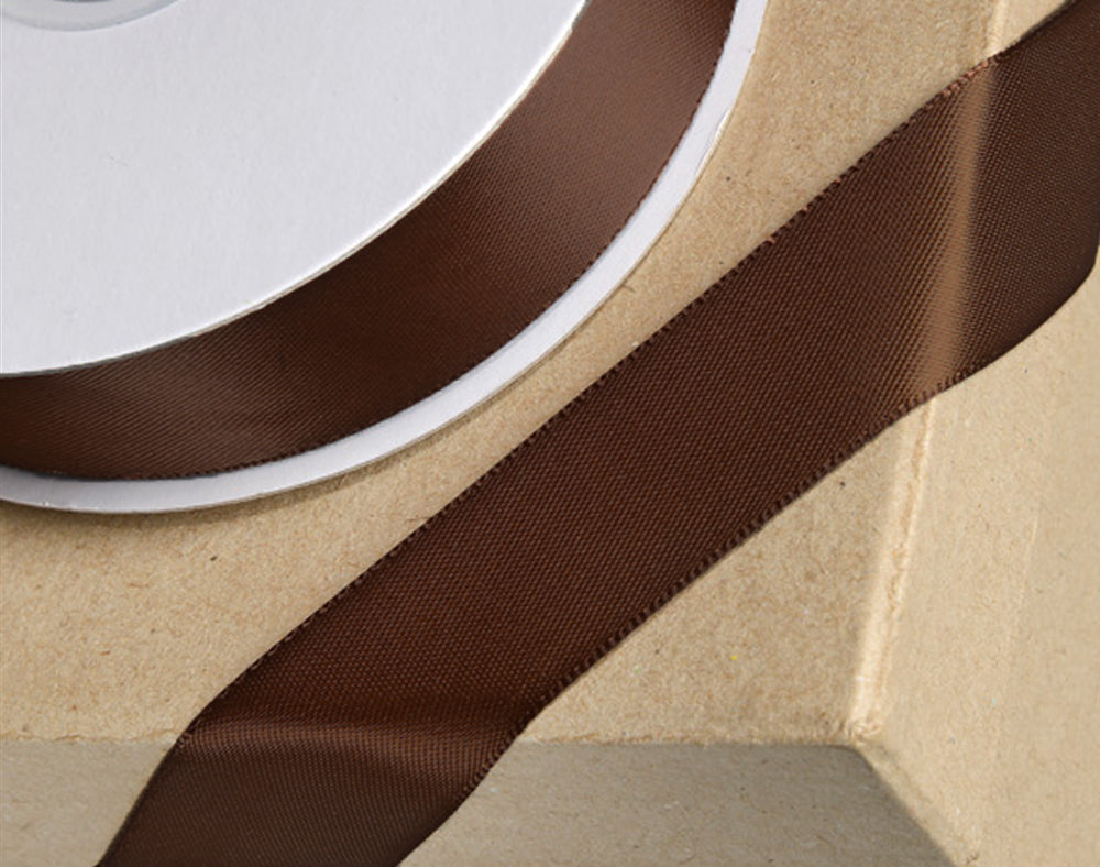 Chocolate Brown | 15mm Double Faced Satin Ribbon | 25m Long