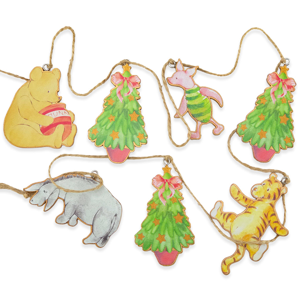 Winnie the Pooh &amp; Friends | Wooden Christmas Garland | Gisela Graham