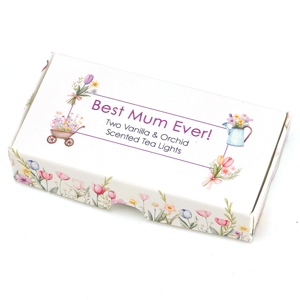 Best Mum Ever | Vanilla &amp; Orchid Tealight Candles | Mini Gift | Cracker Filler