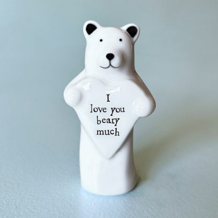 I Love You Beary Much | Porcelain Bear &amp; Heart | Little Gift | Cracker Filler