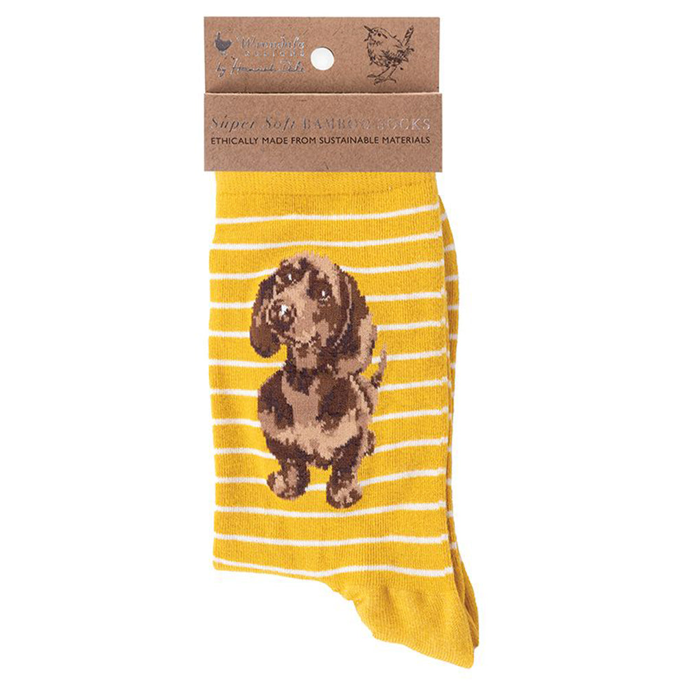 Waggy Dachshund | Ladies Supersoft Bamboo Socks | One Size | Wrendale Designs