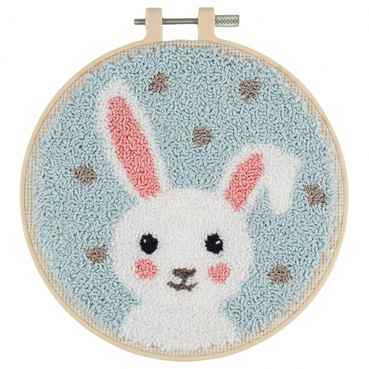 Springtime White Rabbit | Embroidery & Punch Needle Craft Kit | Gift Boxed Set