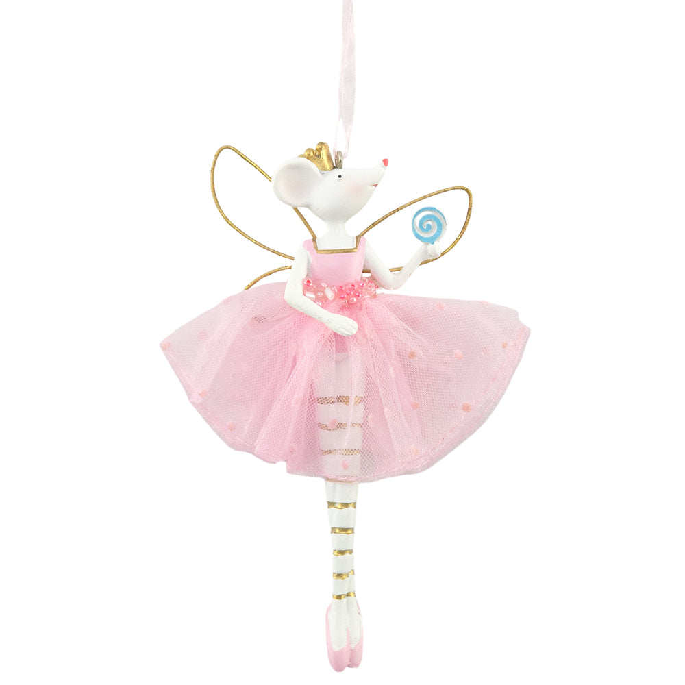 Pastel Pink Fairy Mouse | Christmas Tree Decoration | 14cm Tall | Gisela Graham