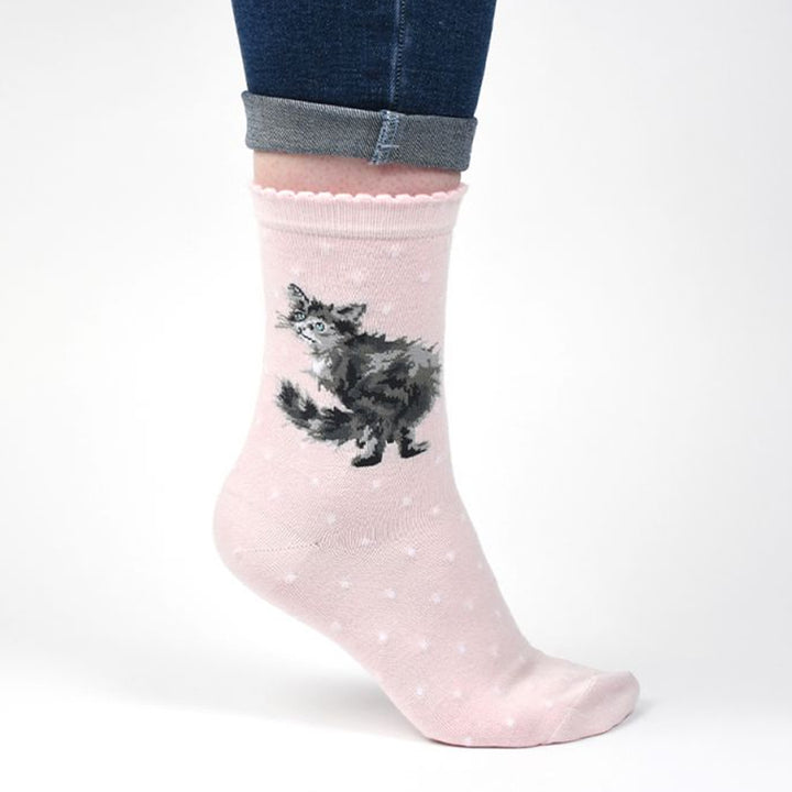 Glamour Puss Cat | Ladies Supersoft Bamboo Socks | One Size | Wrendale Designs