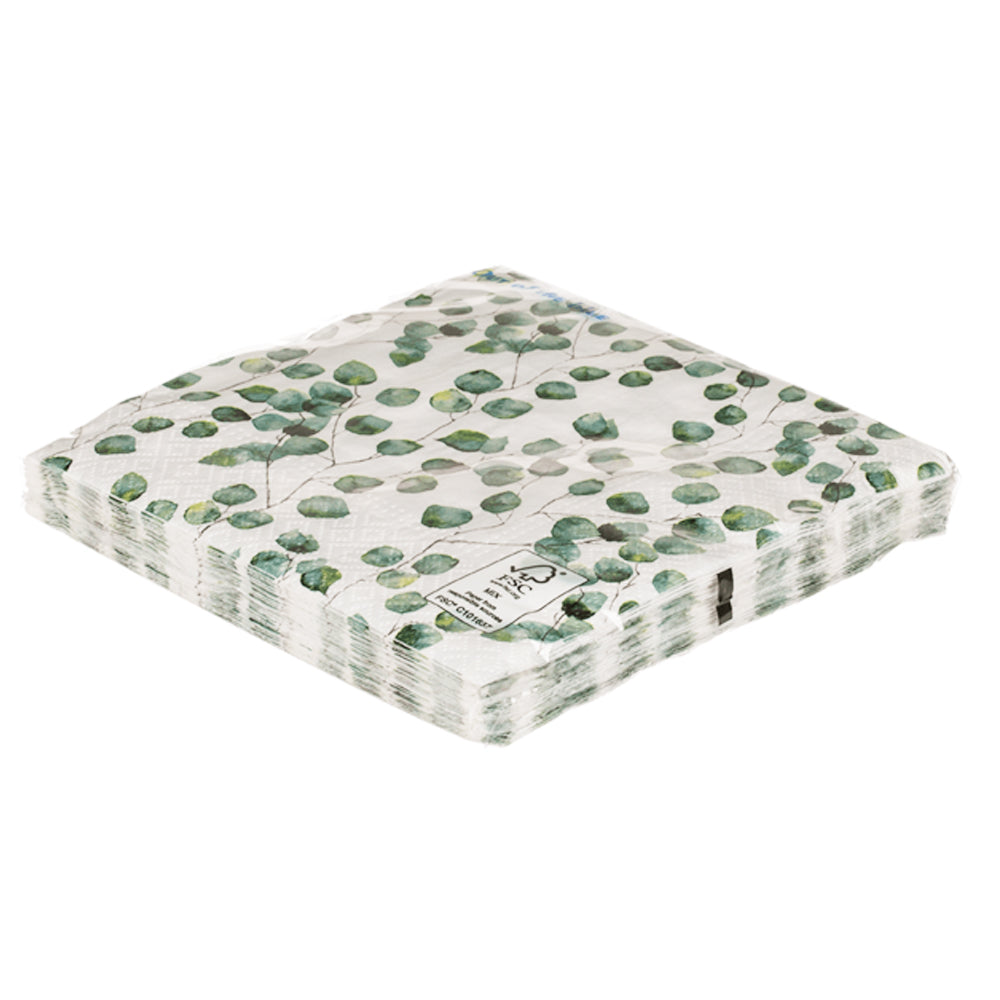 20 3 Ply Napkins 33cm x 33cm | Eucalyptus Leaves Design