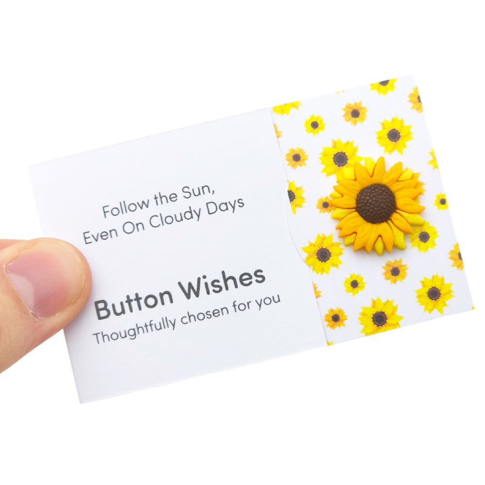 Follow the Sun, Even On Cloudy Days | Button Wishes Sew On Token | Mini Gift