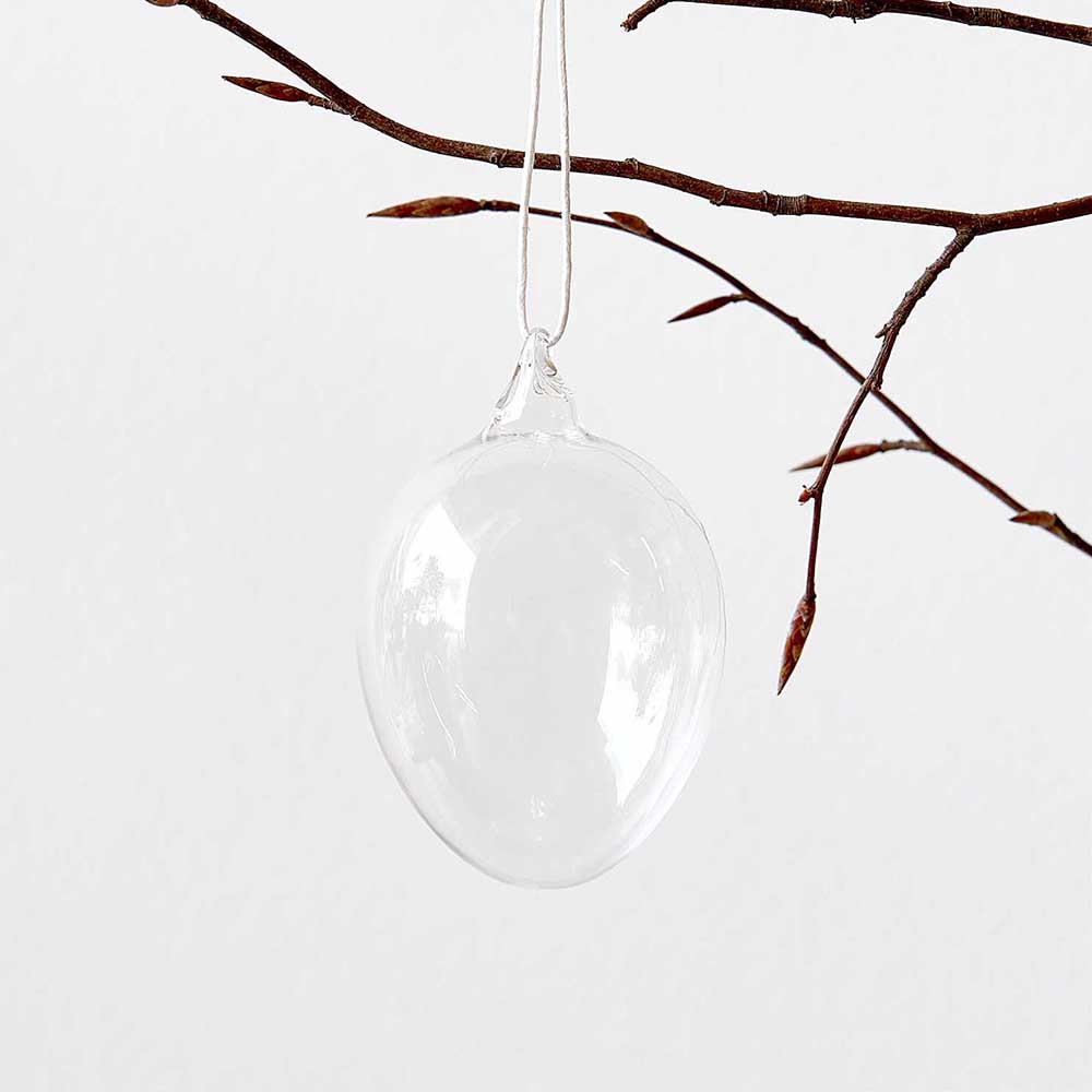 Gorgeous Large Clear Glass Egg | Hanging Easter Decoration | 10cm Tall