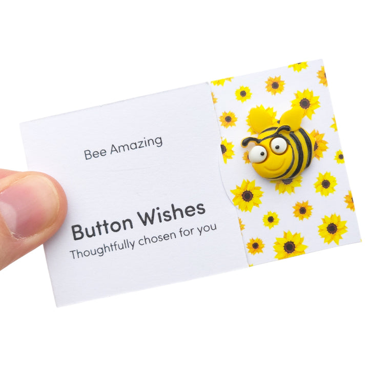 Bee Amazing | Button Wishes Sew On Token | Mini Gift | Cracker Filler