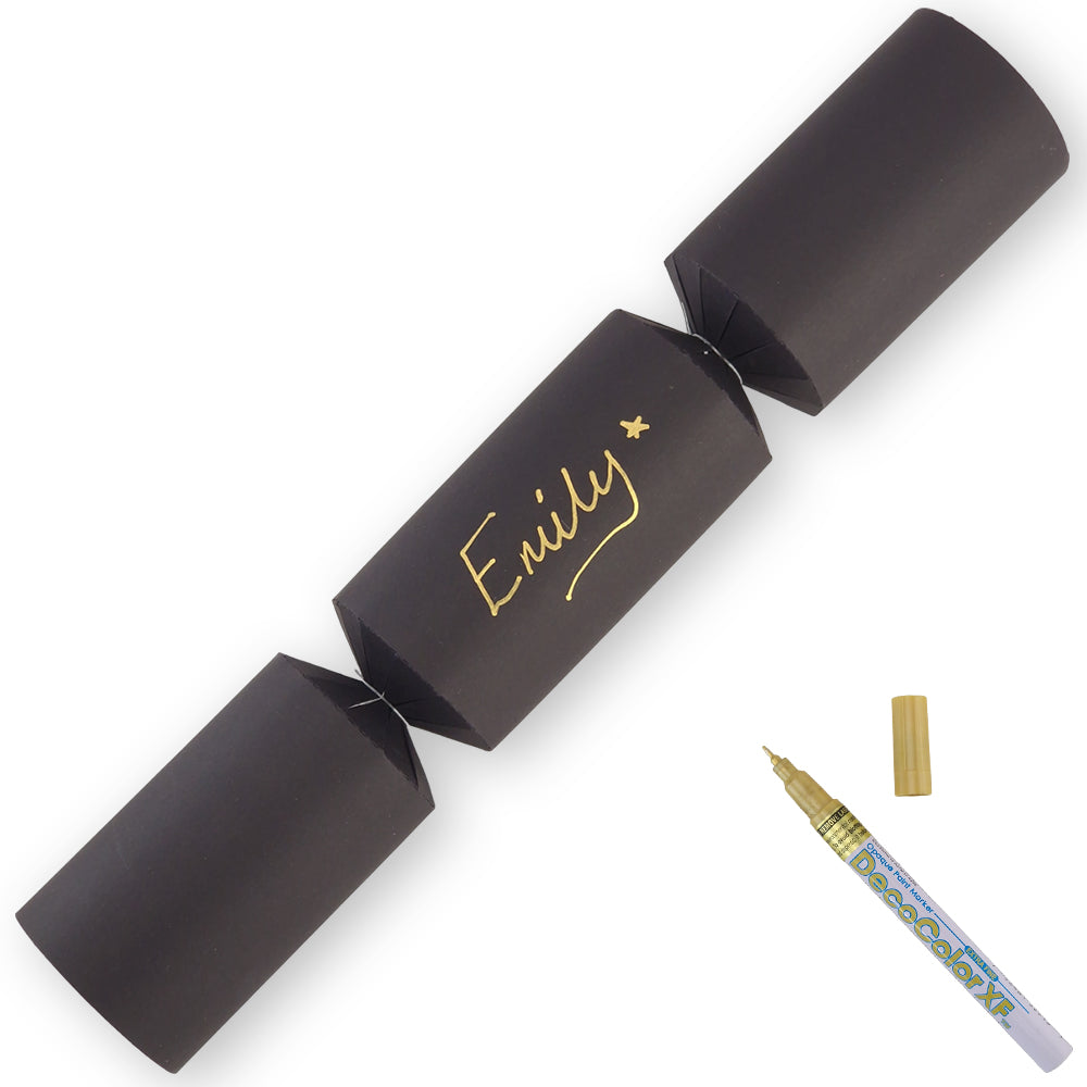 Black | 12 Personalise Your Own Crackers | Make &amp; Fill Your Own | With Pen