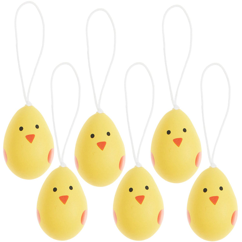 Cute Easter Chicks | 4cm Hanging Easter Egg Ornaments | Pack of 6