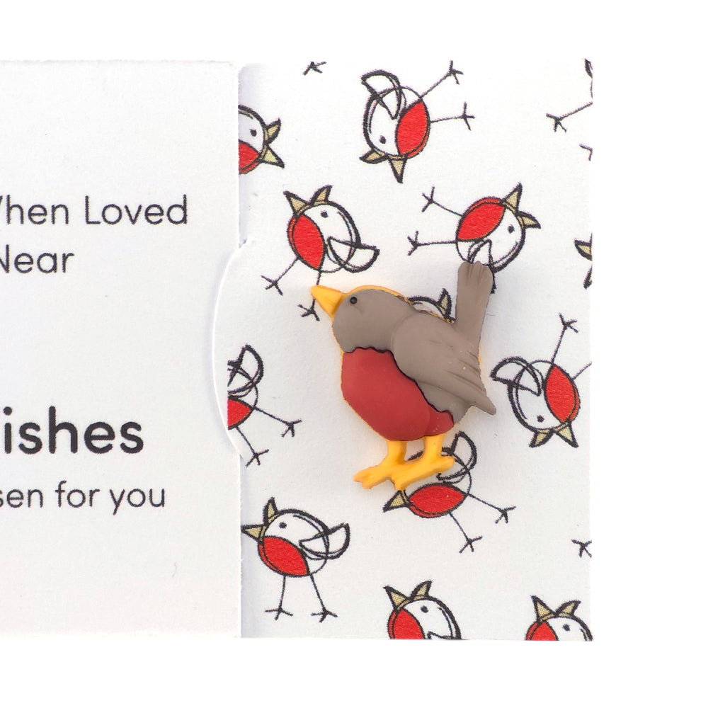 Robins Appear for Loved Ones | Button Wishes Sew On Token | Cracker Filler