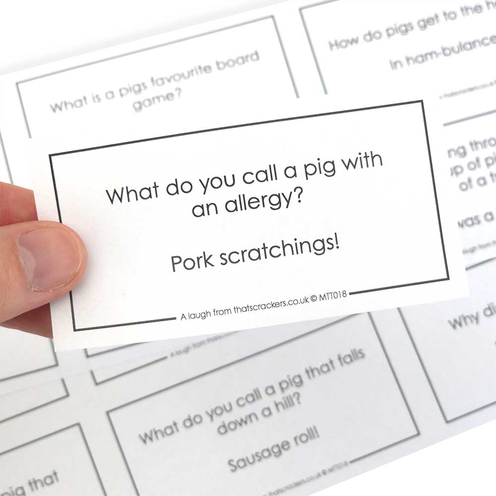 Ham it Up | Meat Themed Cracker Jokes | Set of 12 | For Cracker Making