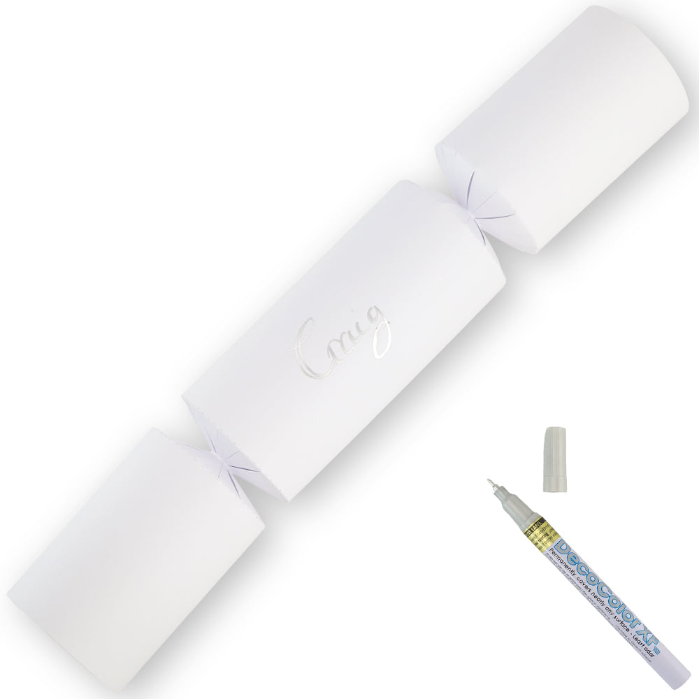 White | 12 Personalise Your Own Crackers | Make &amp; Fill Your Own | With Pen
