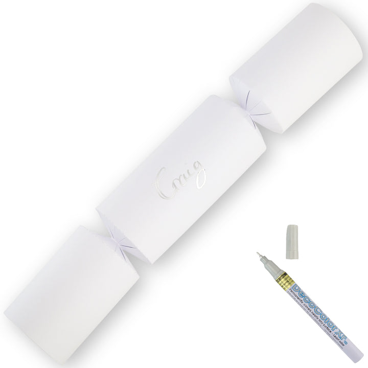White | 12 Personalise Your Own Crackers | Make &amp; Fill Your Own | With Pen
