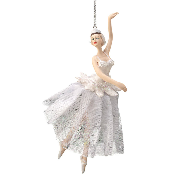 White | Swan Lake Ballerina | Hanging Christmas Tree Ornament | 18cm Tall