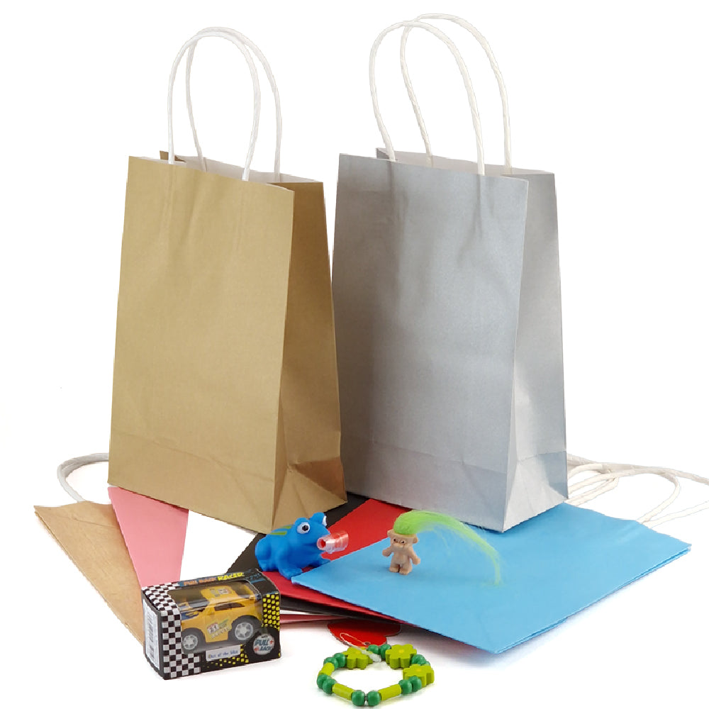 Paper Party Bags with Paper Handles | Choice of Colours | Recyclable | 21x14x7cm