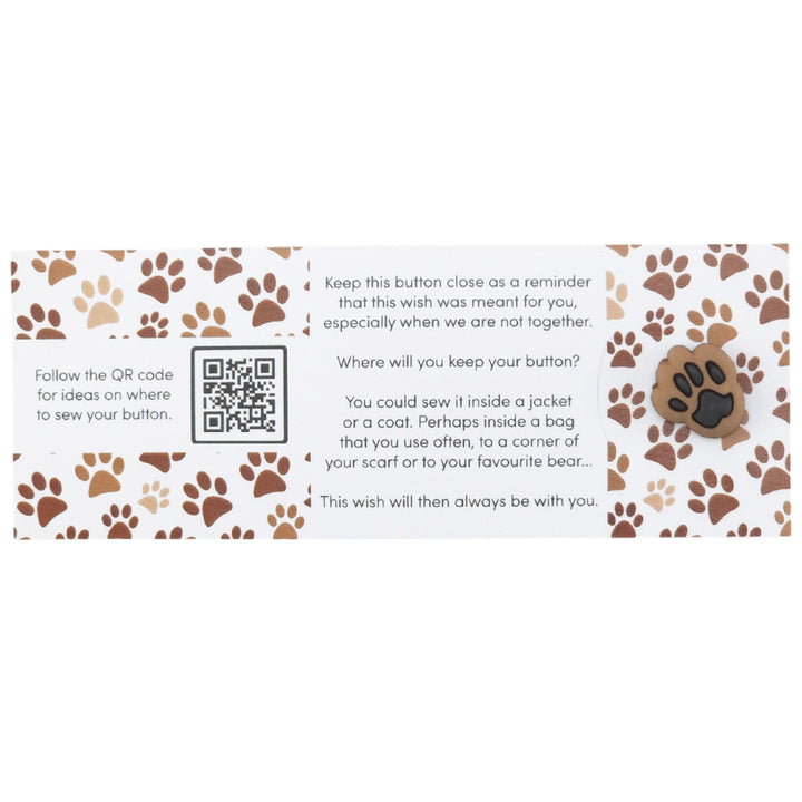 Paws… Enjoy life | Button Wishes Sew On Token | Mini Gift | Cracker Filler