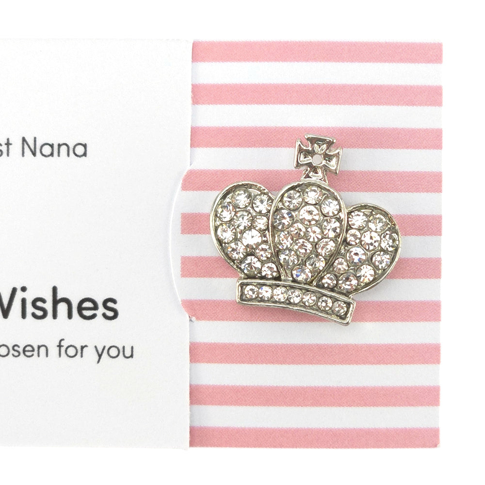 To The Best Nana | Diamante Crown | Button Wishes Sew On Token | Cracker Filler