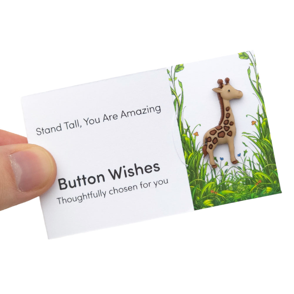 Stand Tall, You're Amazing | Giraffe | Button Wishes Sew On Token | Cracker Gift