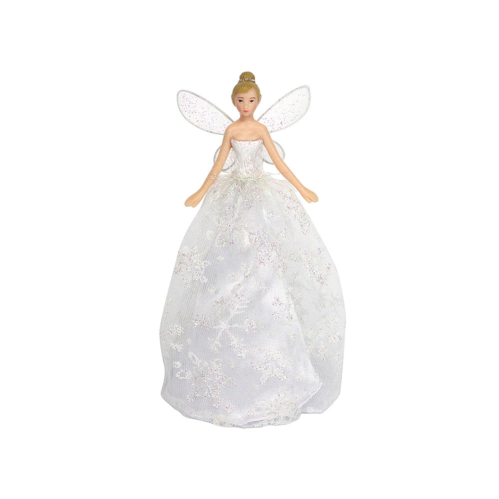 Iridescent White Fairy | Gisela Graham Christmas Tree Topper | 20cm Tall