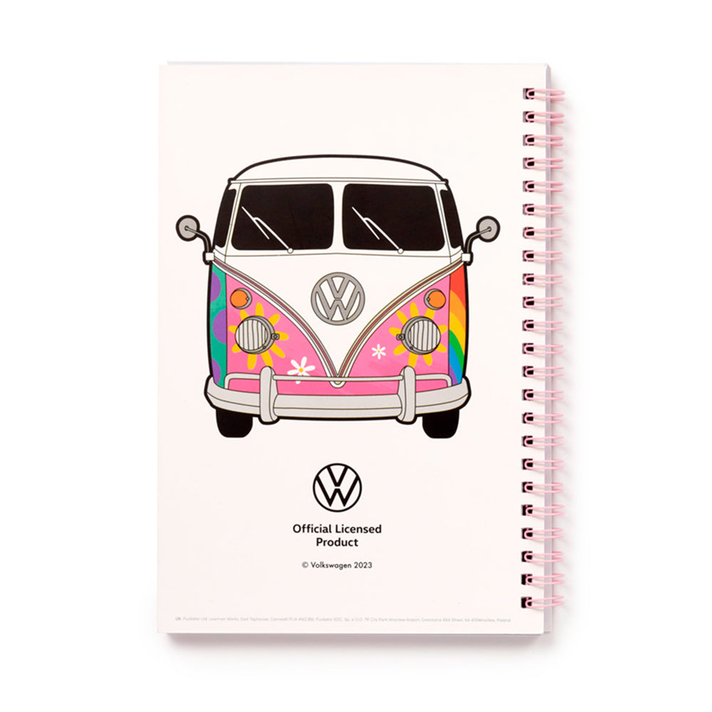 Pink Volkswagen Camper Notebook | Spiral Bound A5 | Gift for Ladies