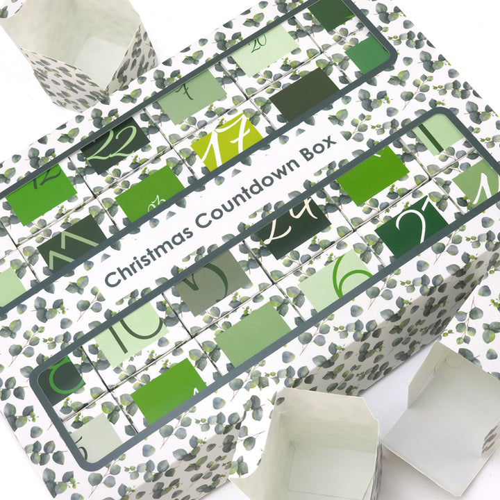Advent Calendar Making Kit | 24 Cube Boxes & Outer Box | Watercolour Eucalyptus