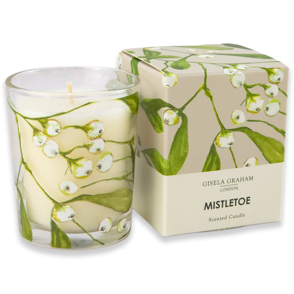 Christmas Mistletoe Scented Candle | Gisela Graham | Boxed Gift | 6cm Tall