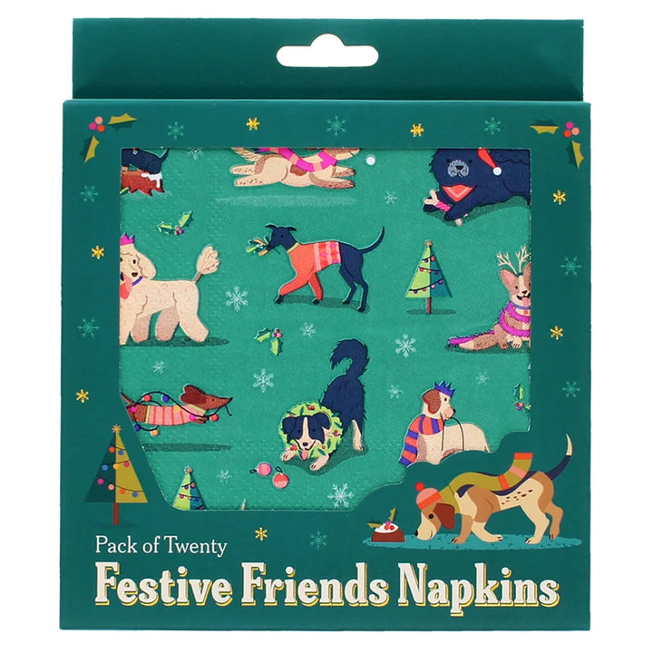 Festive Christmas Dogs Paper Napkins | Pack of 20 | 2 Ply