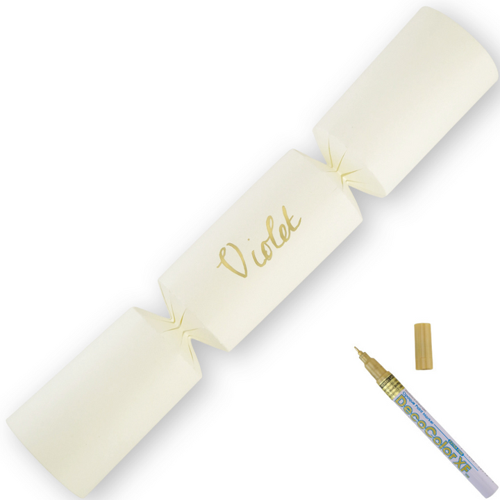 Ivory | 12 Personalise Your Own Crackers | Make &amp; Fill Your Own | With Pen