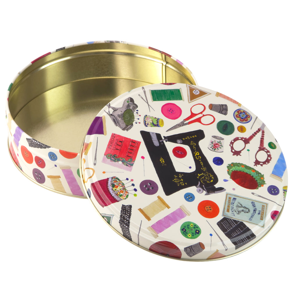 Needles & Thread | Sewing Nik Naks Tin | Medium Round Tin | Gift Idea