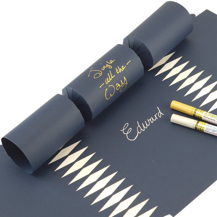 Navy Blue | 12 Personalise Your Own Crackers | Make &amp; Fill Your Own | With Pen