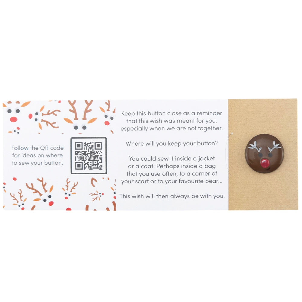 Christmas Wishes | Rudolph | Button Wishes Sew On Token | Cracker Filler