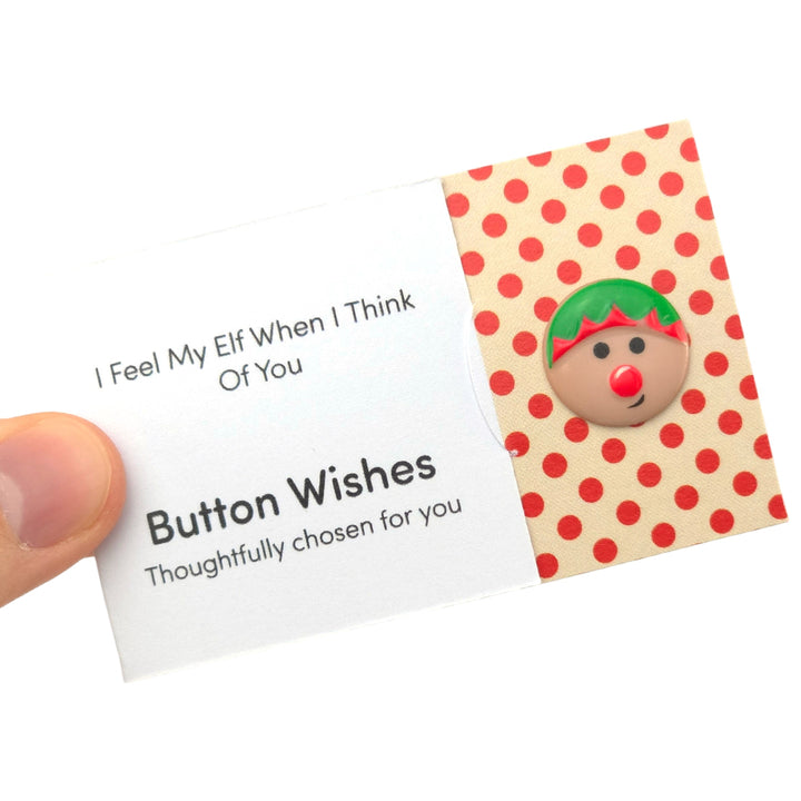 I Feel My Elf When I Think About You | Button Wishes Sew On Token | Mini Gift