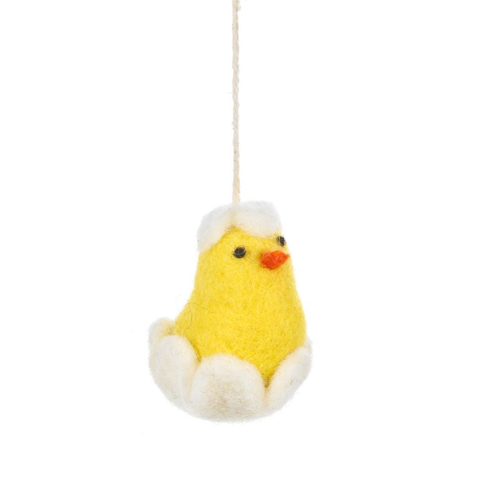 Single 5.5cm Felted Hanging Hatching Chick for Easter Tree Decoration | Fairtrade Felt