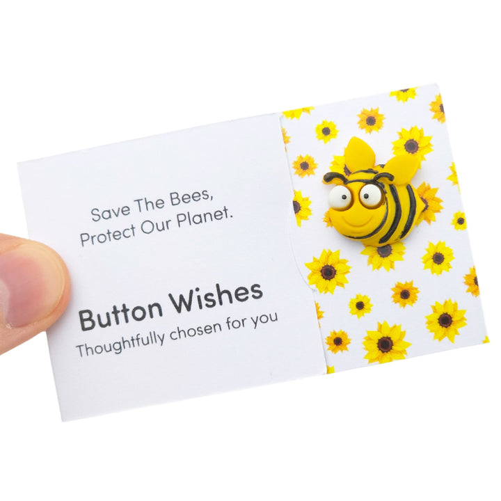 Save the Bees, Protect Our Planet | Button Wishes Sew On Token | Cracker Filler