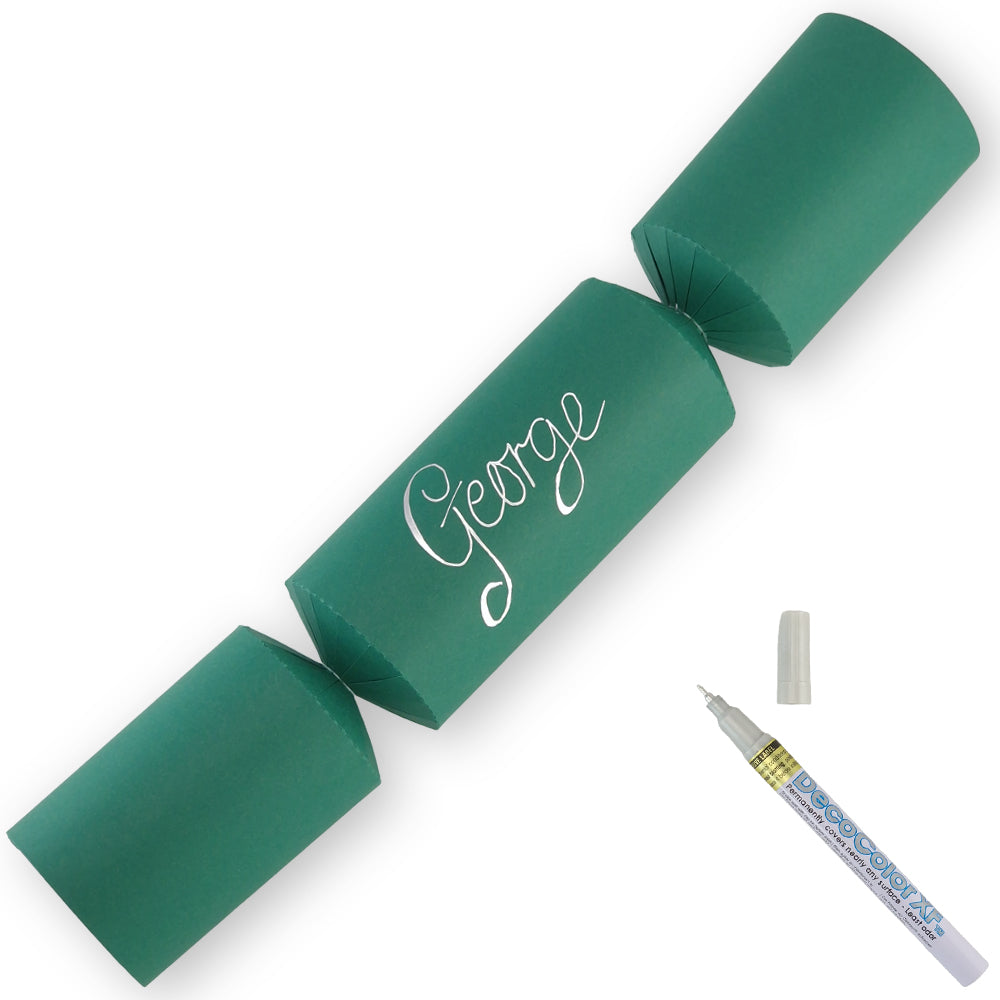 Rich Green | 12 Personalise Your Own Crackers | Make &amp; Fill Your Own | With Pen