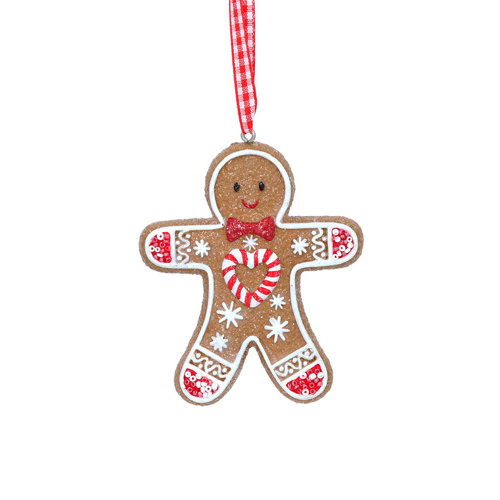 Gingerbread Man Christmas Tree Decoration | 8cm Hanging Ornament | Gisela Graham