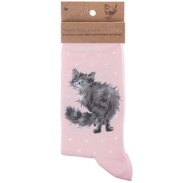 Glamour Puss Cat | Ladies Supersoft Bamboo Socks | One Size | Wrendale Designs