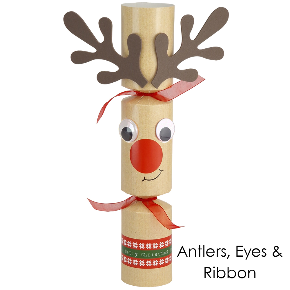 Build Your Own | 6 Standy Uppy Rudolph Christmas Crackers | Craft Kit