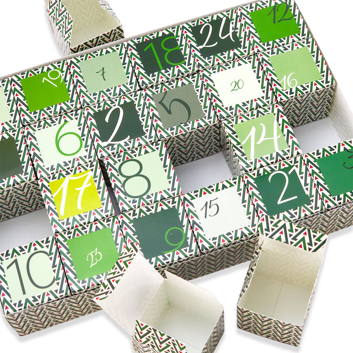Advent Calendar Making Kit | 24 Cube Boxes &amp; Outer Box | Geometric Christmas