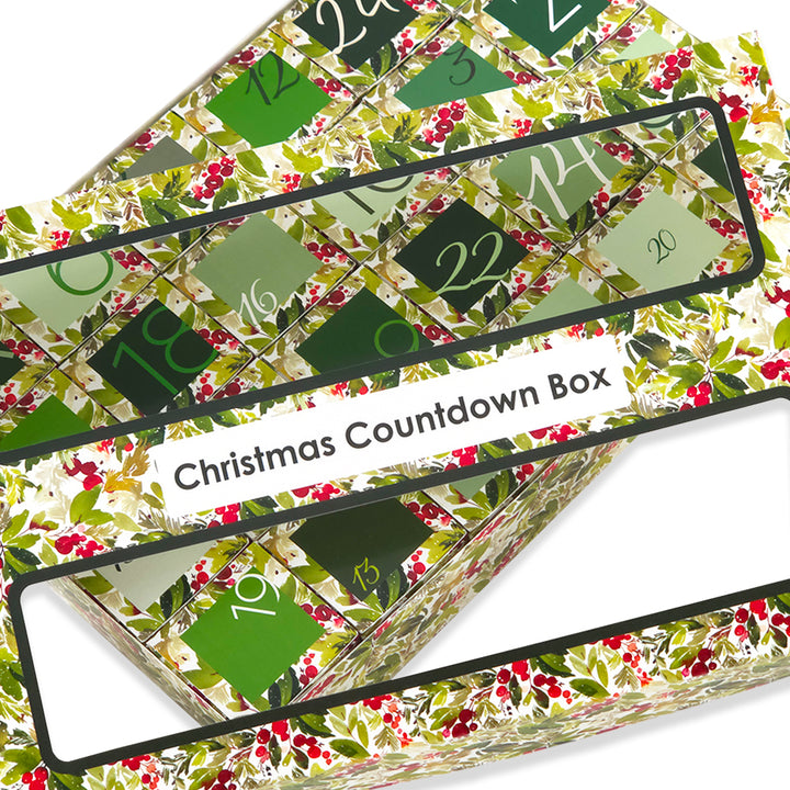 Advent Calendar Making Kit | 24 Cube Boxes &amp; Outer Box | Watercolour Berries