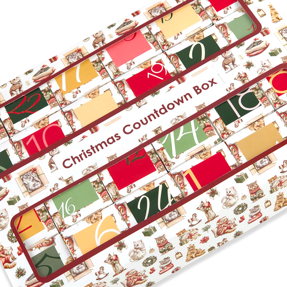 Advent Calendar Making Kit | 24 Cube Boxes &amp; Outer Box | Cute Christmas Cats