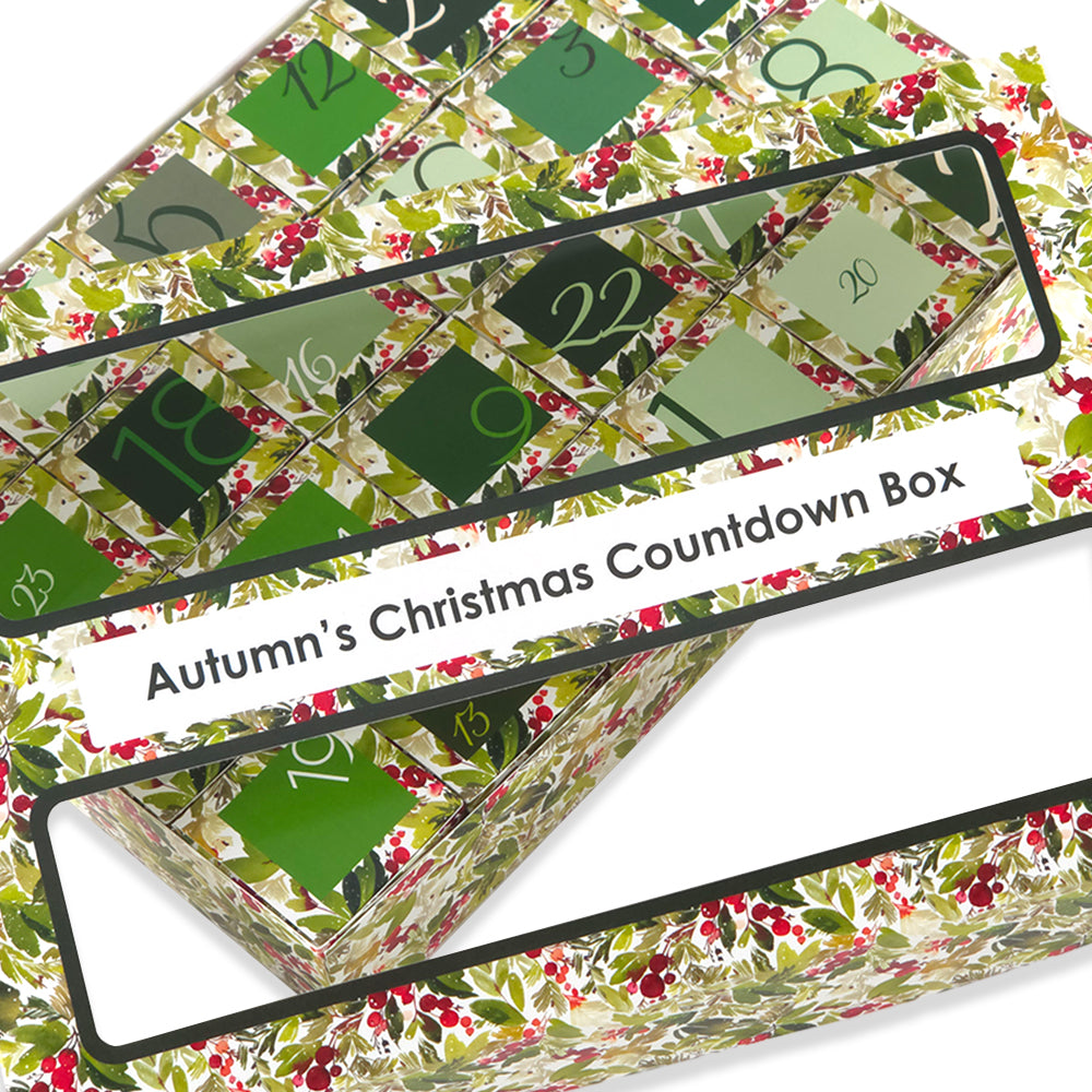 Personalised Advent Calendar Kit | 24 Cubes &amp; Outer Box | Watercolour Berries