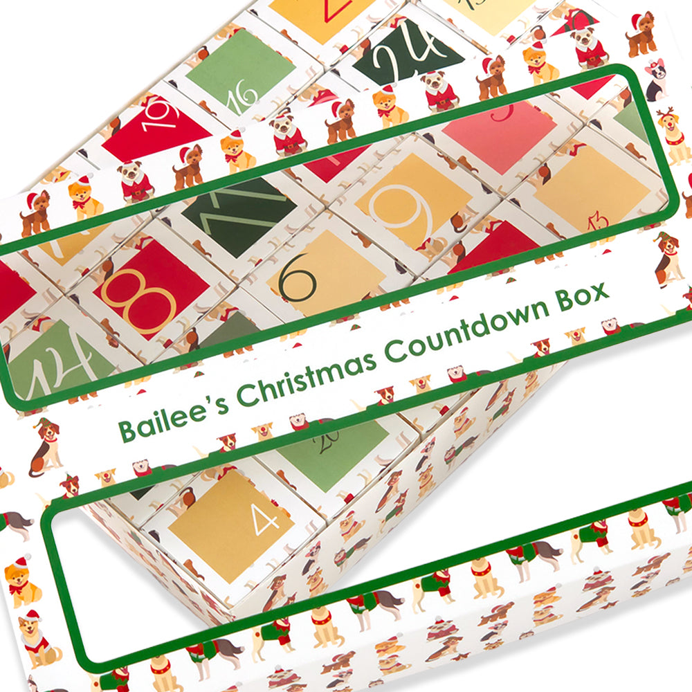 Personalised Advent Calendar Kit | 24 Cubes &amp; Outer Box | Christmas Dogs