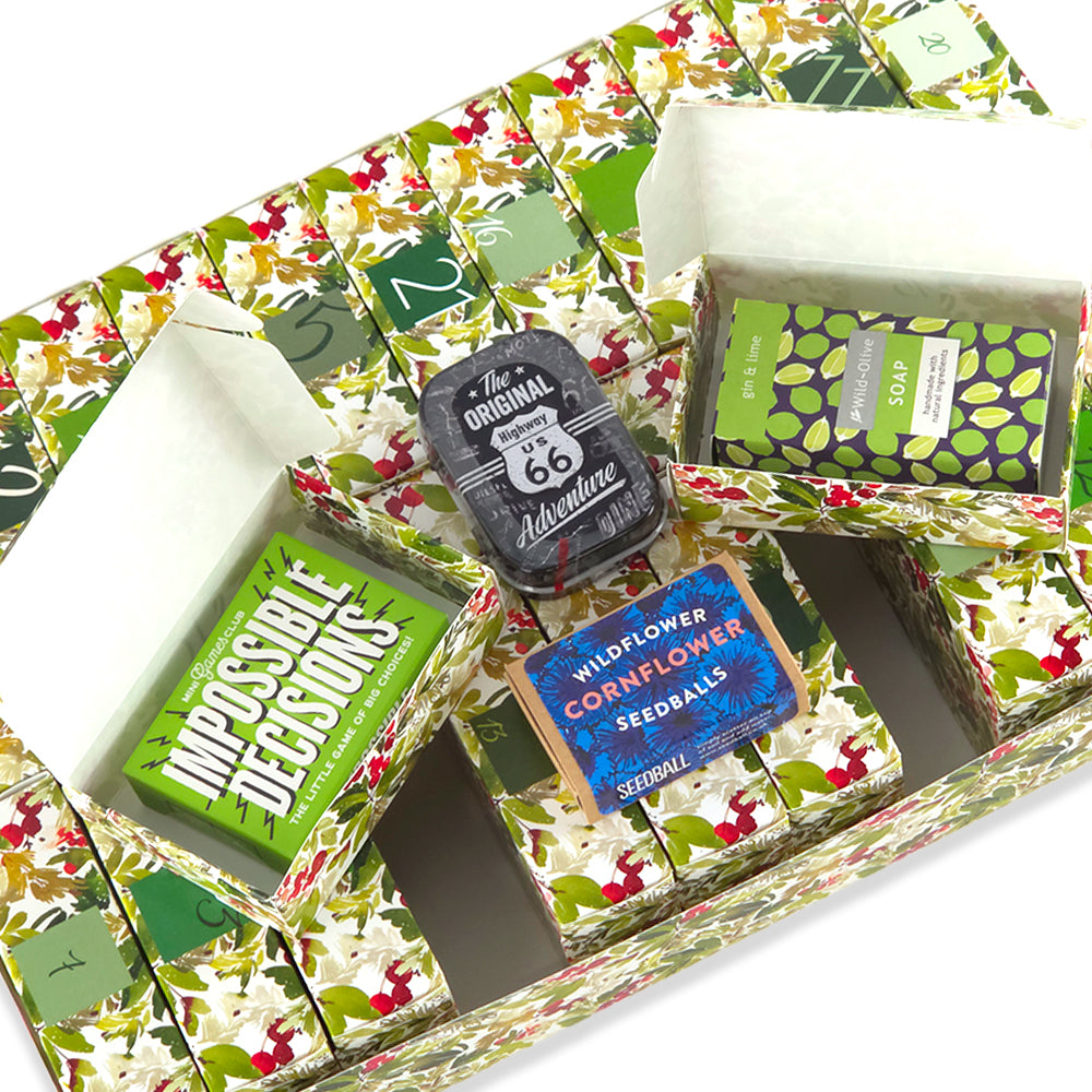 Personalised Advent Calendar Kit | 25 Soap Boxes &amp; Outer Box | Watercolour Berries