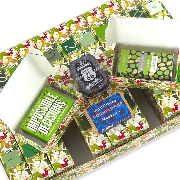 Personalised Advent Calendar Kit | 25 Soap Boxes &amp; Outer Box | Watercolour Berries