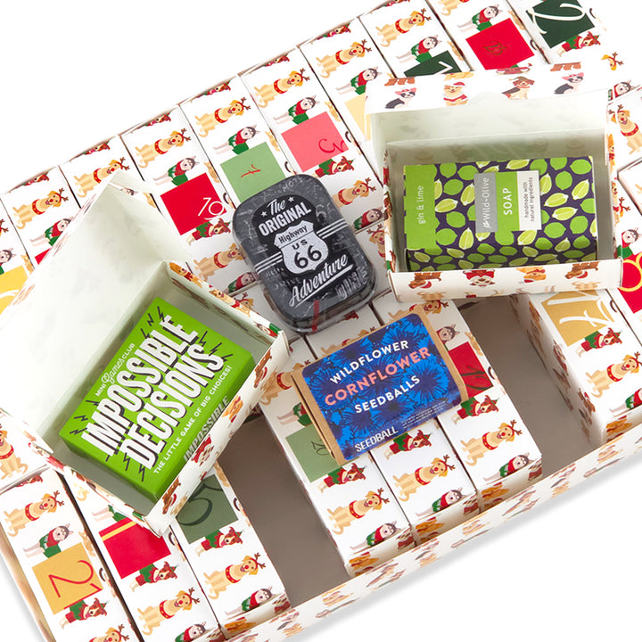 Personalised Advent Calendar Kit | 25 Soap Boxes &amp; Outer Box | Christmas Dogs