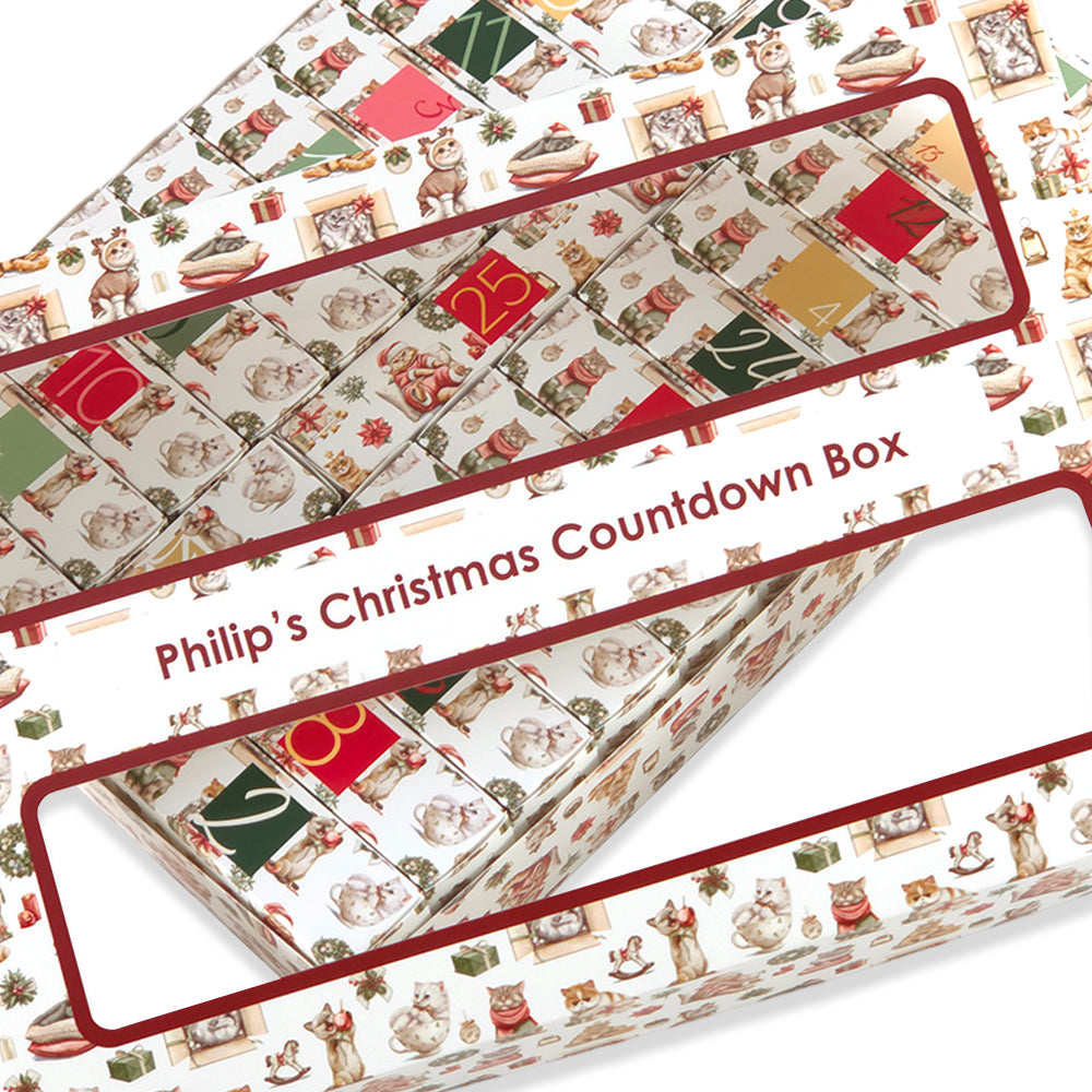 Personalised Advent Calendar Kit | 25 Soap Boxes &amp; Outer Box | Cute Christmas Cats