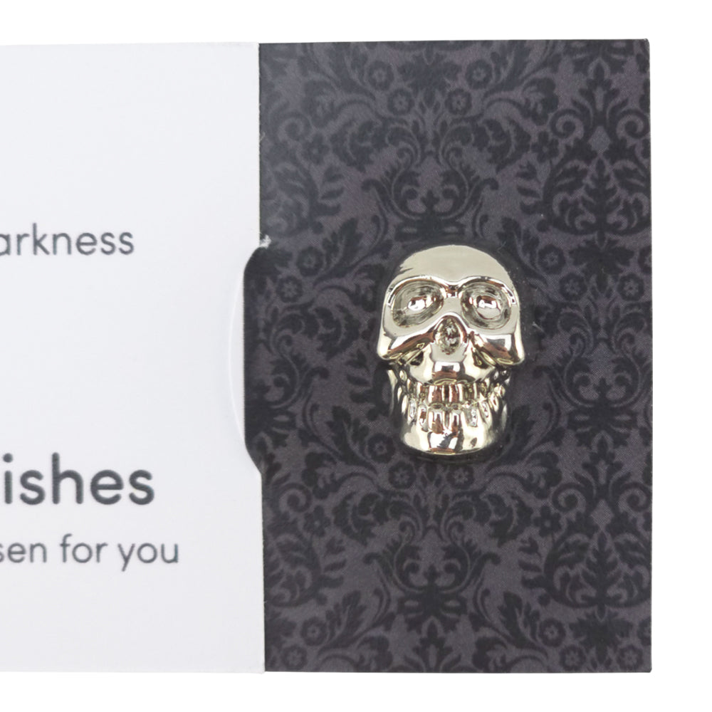 Loving The Darkness | Silver Skull | Button Wishes Sew On Token | Little Gift